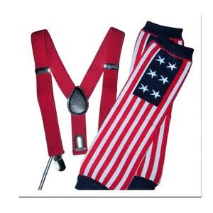 Boys Girls Suspenders Red White Blue LegWarmers Baby photo prop set Independence
